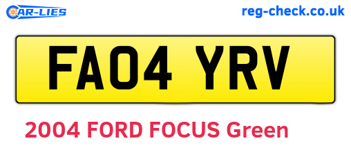 FA04YRV are the vehicle registration plates.