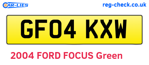 GF04KXW are the vehicle registration plates.