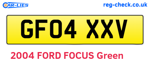 GF04XXV are the vehicle registration plates.