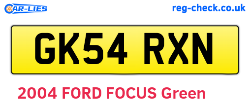 GK54RXN are the vehicle registration plates.