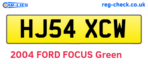 HJ54XCW are the vehicle registration plates.