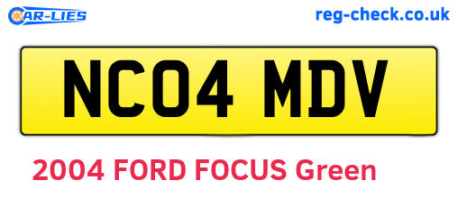 NC04MDV are the vehicle registration plates.