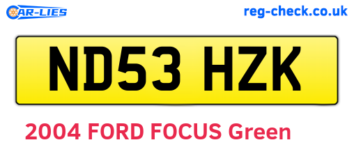 ND53HZK are the vehicle registration plates.
