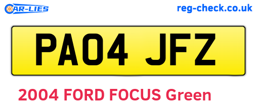 PA04JFZ are the vehicle registration plates.