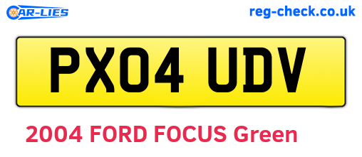 PX04UDV are the vehicle registration plates.