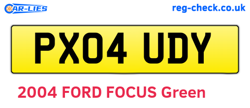 PX04UDY are the vehicle registration plates.