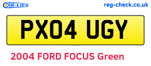 PX04UGY are the vehicle registration plates.