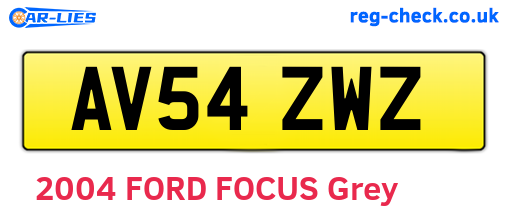 AV54ZWZ are the vehicle registration plates.