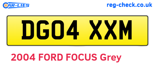 DG04XXM are the vehicle registration plates.