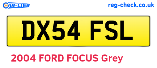 DX54FSL are the vehicle registration plates.
