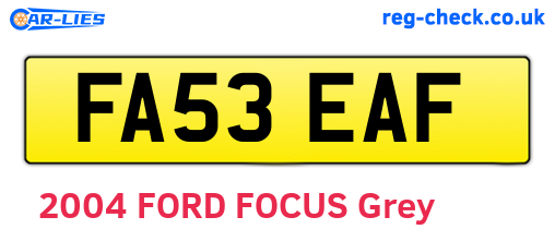 FA53EAF are the vehicle registration plates.