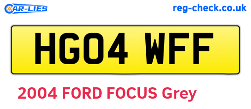 HG04WFF are the vehicle registration plates.