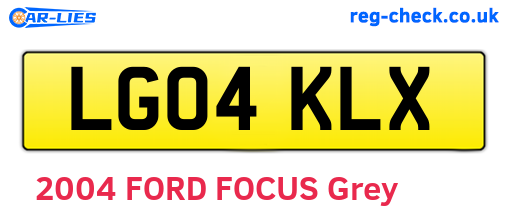 LG04KLX are the vehicle registration plates.