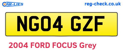 NG04GZF are the vehicle registration plates.