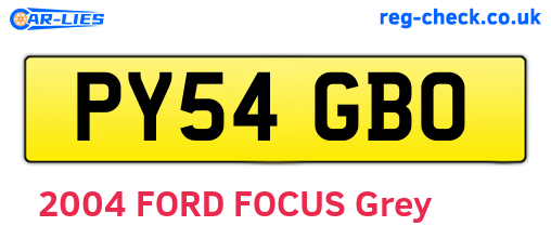 PY54GBO are the vehicle registration plates.