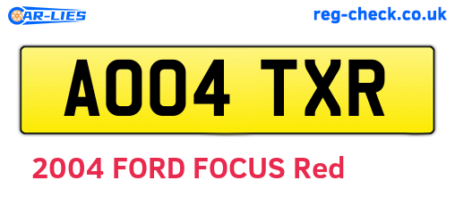 AO04TXR are the vehicle registration plates.