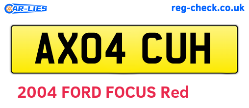 AX04CUH are the vehicle registration plates.