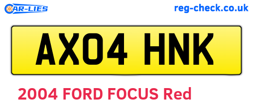 AX04HNK are the vehicle registration plates.