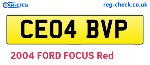 CE04BVP are the vehicle registration plates.