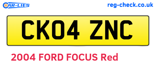 CK04ZNC are the vehicle registration plates.