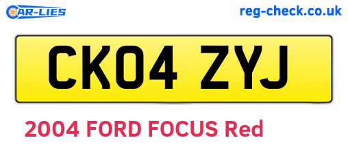 CK04ZYJ are the vehicle registration plates.