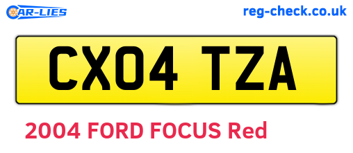 CX04TZA are the vehicle registration plates.
