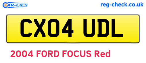 CX04UDL are the vehicle registration plates.