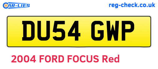 DU54GWP are the vehicle registration plates.