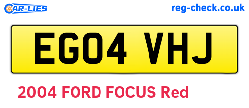 EG04VHJ are the vehicle registration plates.
