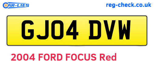 GJ04DVW are the vehicle registration plates.
