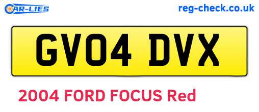 GV04DVX are the vehicle registration plates.