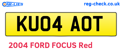 KU04AOT are the vehicle registration plates.