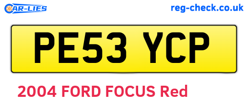 PE53YCP are the vehicle registration plates.