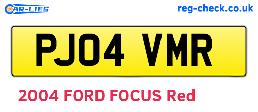 PJ04VMR are the vehicle registration plates.