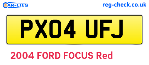 PX04UFJ are the vehicle registration plates.
