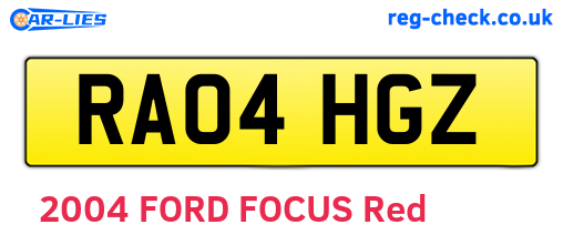 RA04HGZ are the vehicle registration plates.