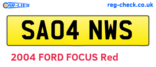 SA04NWS are the vehicle registration plates.