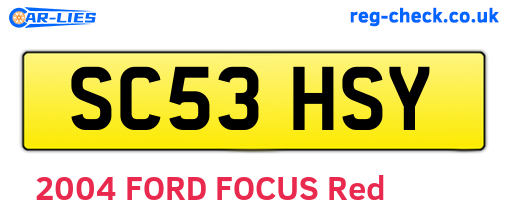 SC53HSY are the vehicle registration plates.
