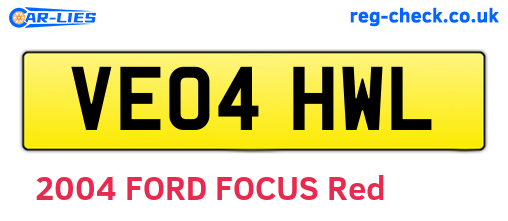 VE04HWL are the vehicle registration plates.