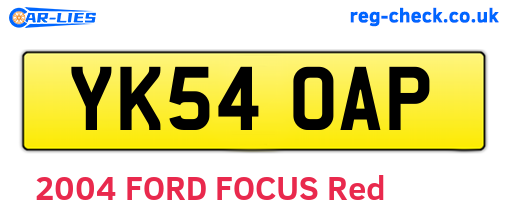 YK54OAP are the vehicle registration plates.