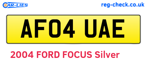 AF04UAE are the vehicle registration plates.