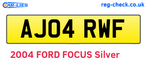 AJ04RWF are the vehicle registration plates.