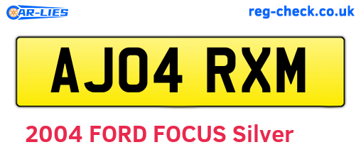 AJ04RXM are the vehicle registration plates.