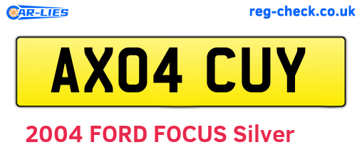 AX04CUY are the vehicle registration plates.