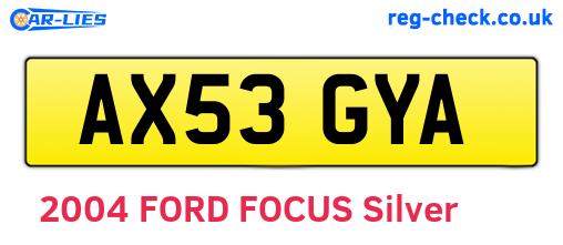 AX53GYA are the vehicle registration plates.