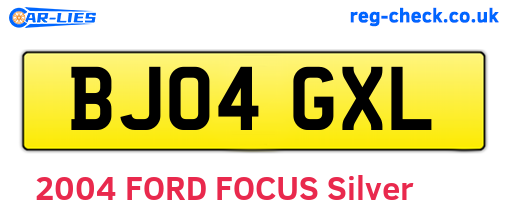 BJ04GXL are the vehicle registration plates.