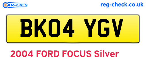 BK04YGV are the vehicle registration plates.