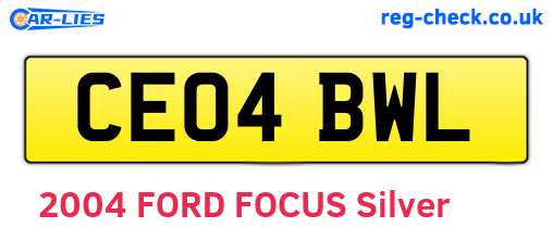 CE04BWL are the vehicle registration plates.