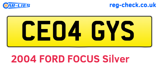 CE04GYS are the vehicle registration plates.