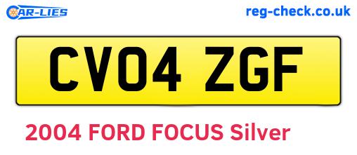 CV04ZGF are the vehicle registration plates.